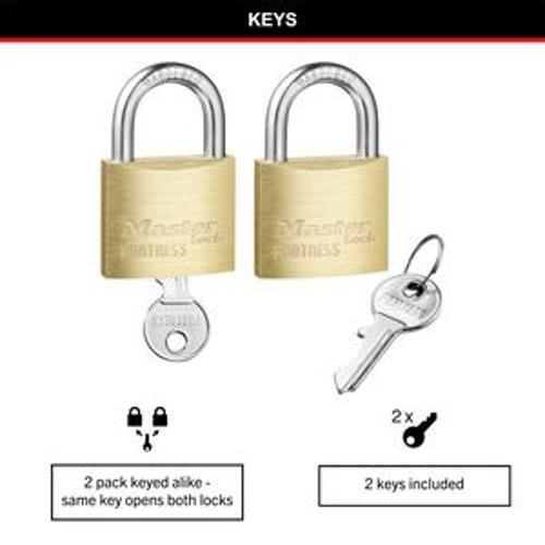 Fortress Keyed Padlock Solid Brass 40mm 2 Packet
