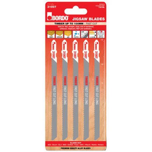 132mm Jig Saw Blade T-Shank Straight Cut Alloy 5 Pack