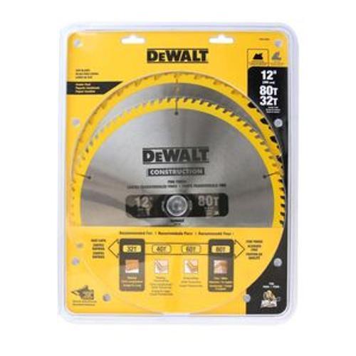 80T and 32T Crosscut Saw Blade 12 Inch 2 Pack DW3128P5