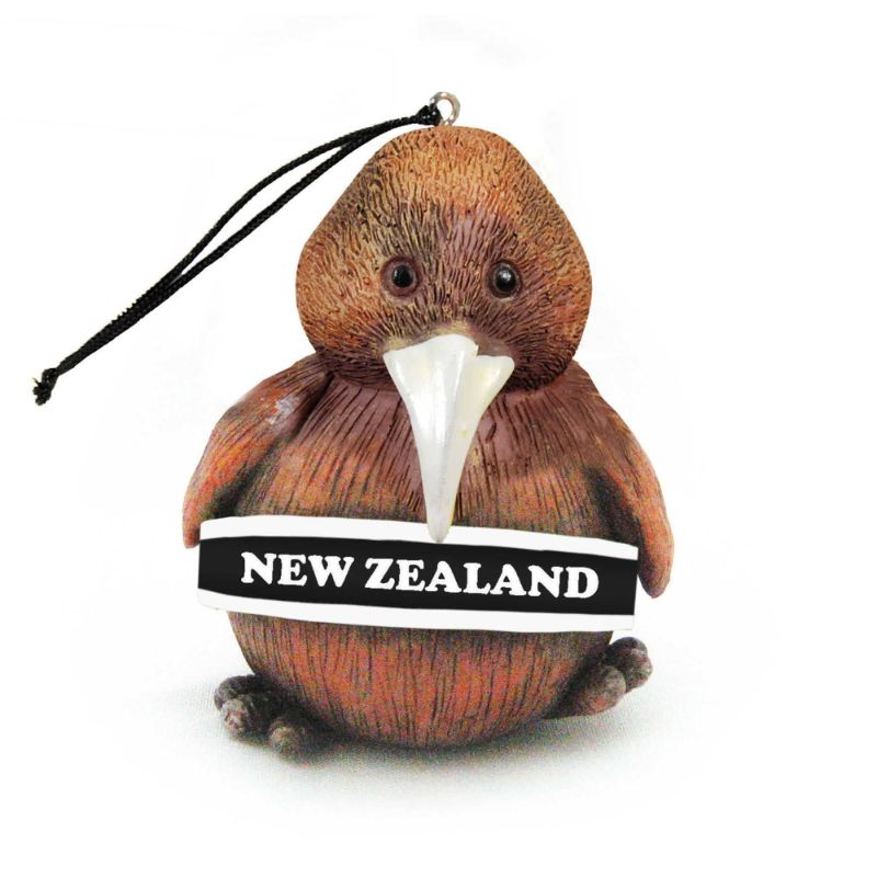 Hanging Ornament - Kiwi with NZ 6cm (Set of 12)