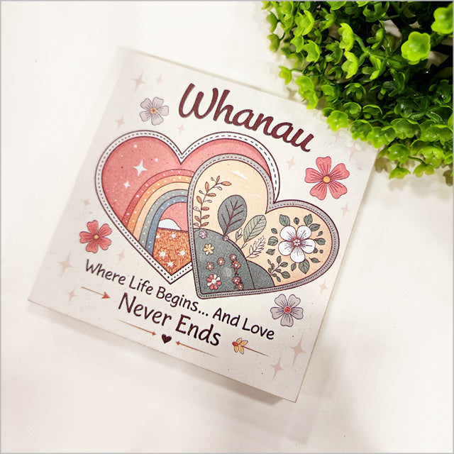 Plywood Art Block - Whanau + Where Life Begins Square (12 x 12cm)