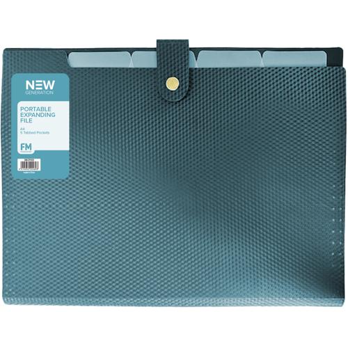 FM Portable Expanding File A4 Ocean Blue 5 Pocket