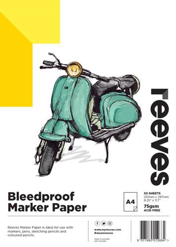 Reeves Bleedproof Paper Pad 75gsm 50sht A4