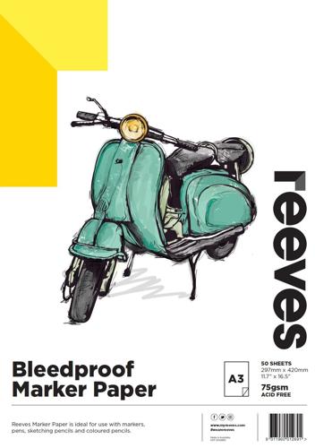 Reeves Bleedproof Paper Pad 75gsm 50sht A3