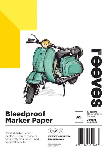 Reeves Bleedproof Paper Pad 75gsm 50sht A3