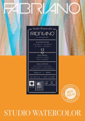 Fabriano Studio Watercolour Pads Hot Pressed 200gsm A4 FSC MIX CREDIT