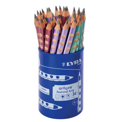 Lyra Groove Graphite Pencils Class Packs 36 Assorted Metallic Lacquered Pot 36 B