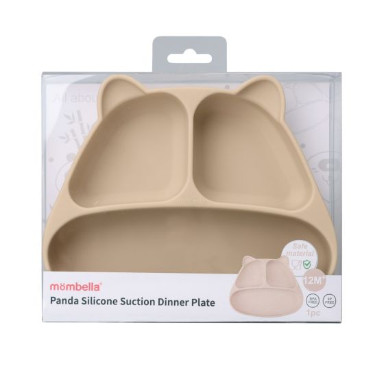 Panda Silicone Suction Dinner Plate - Beige - Mombella