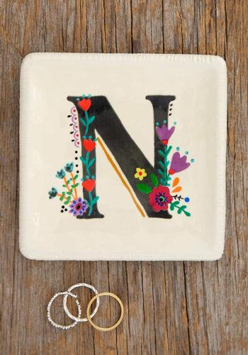 Initial Trinket Dish Floral N