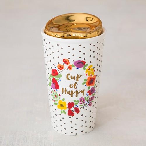 Mug Thermal Gold Lid Cup Of Happy