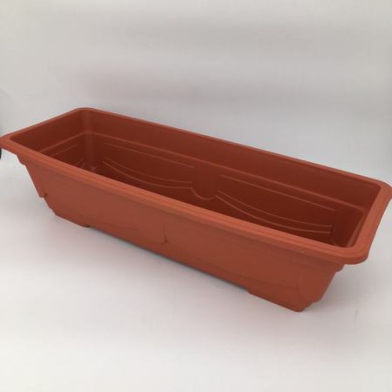 Set of 6 rectangular flower pots (57.5cm) for indoor/outdoor use, perfect for vibrant plants and garden decor.