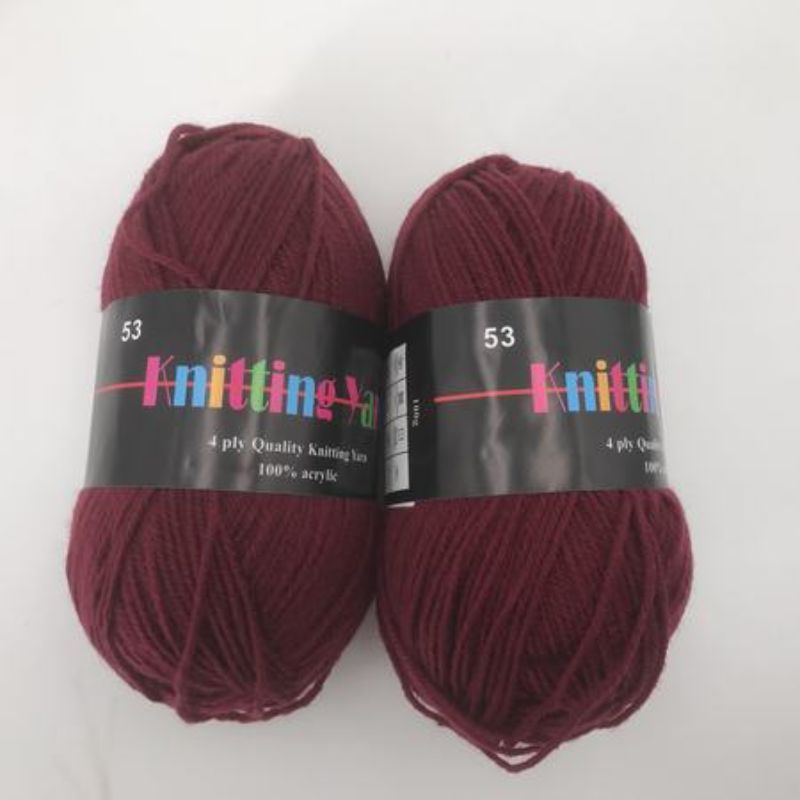 Colorful #53 knitting yarn in 100g packs (6pcs), perfect for all crafting projects and durable for everyday use.