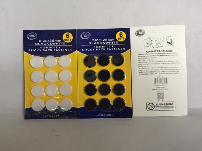 Sticky back fasteners, 7 sets of 25mm, total 84 pieces, perfect for secure attachments and easy use.