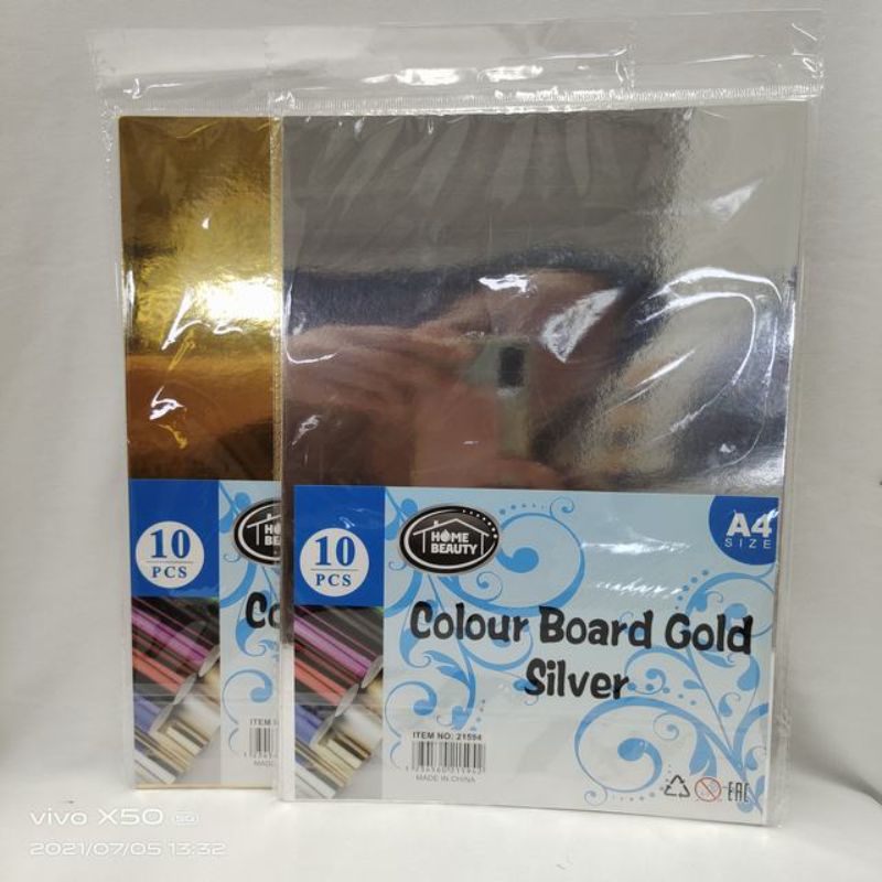 Colour Board - A4 Mixed Gold and Silver 10pc Pack (6 Packs)
