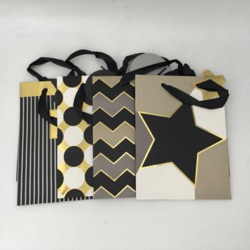 Gift Bags - Black/Silver 39cm (12pcs)