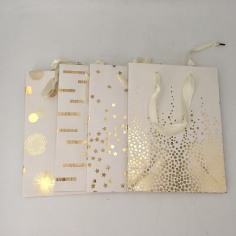 Gift Bags - White/Gold 23.5cm (12pcs)