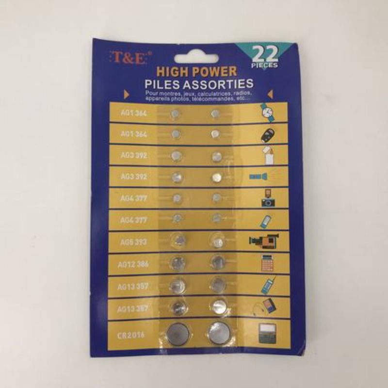 Battery - Assorted 22pcs (12 Packs)