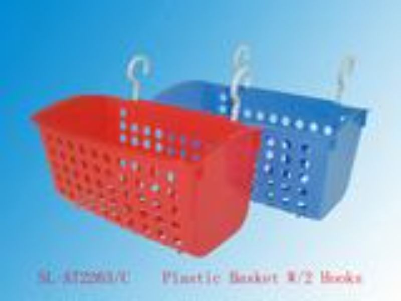 Bathroom Basket with Hooks - Plastic 28CM (Set of 12 Asstd)