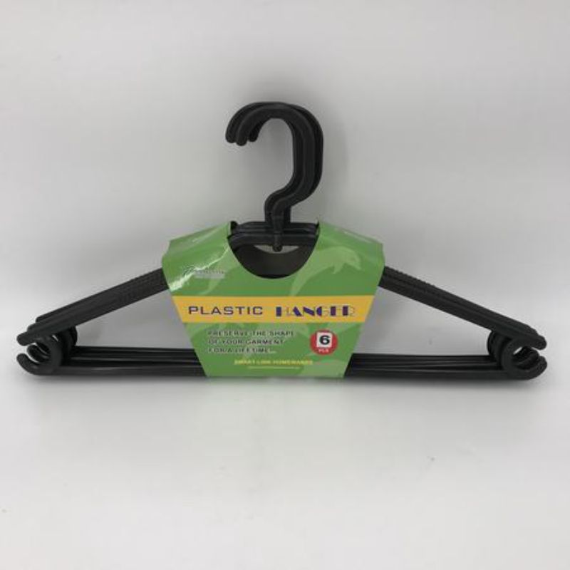 Black plastic clothes hangers, 39.6CM wide, set of 72 (12 packs of 6), perfect for organizing your wardrobe.
