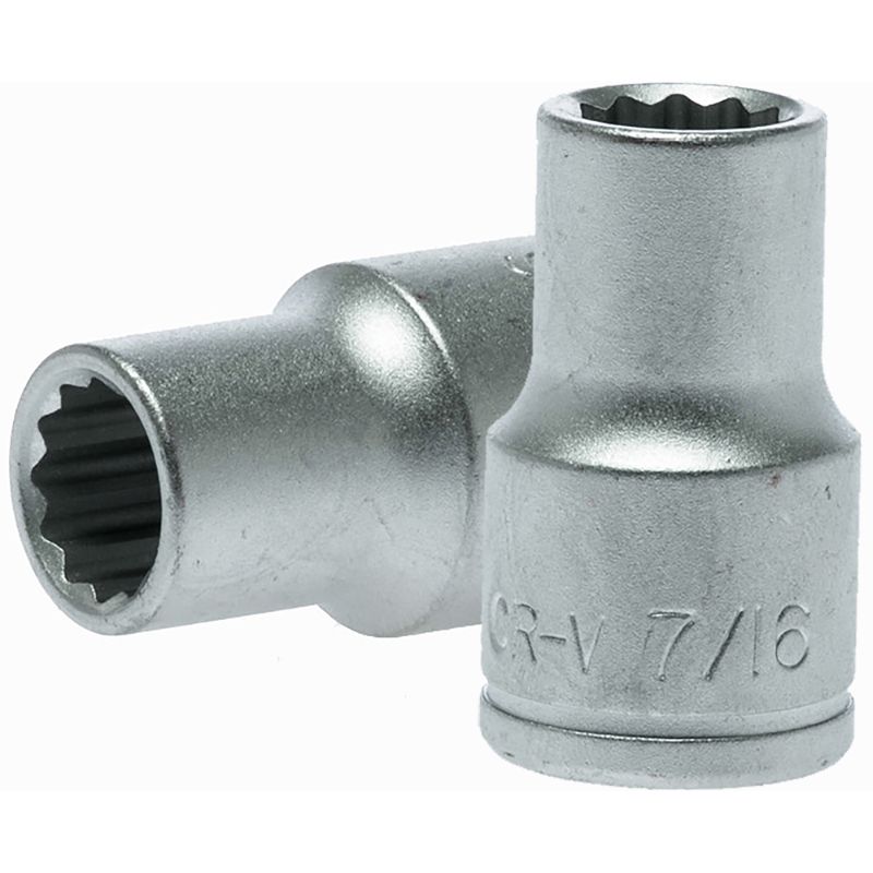 Teng 1/2in Drive 7/16in 12-point socket; durable chrome vanadium steel for automotive and mechanical tasks.