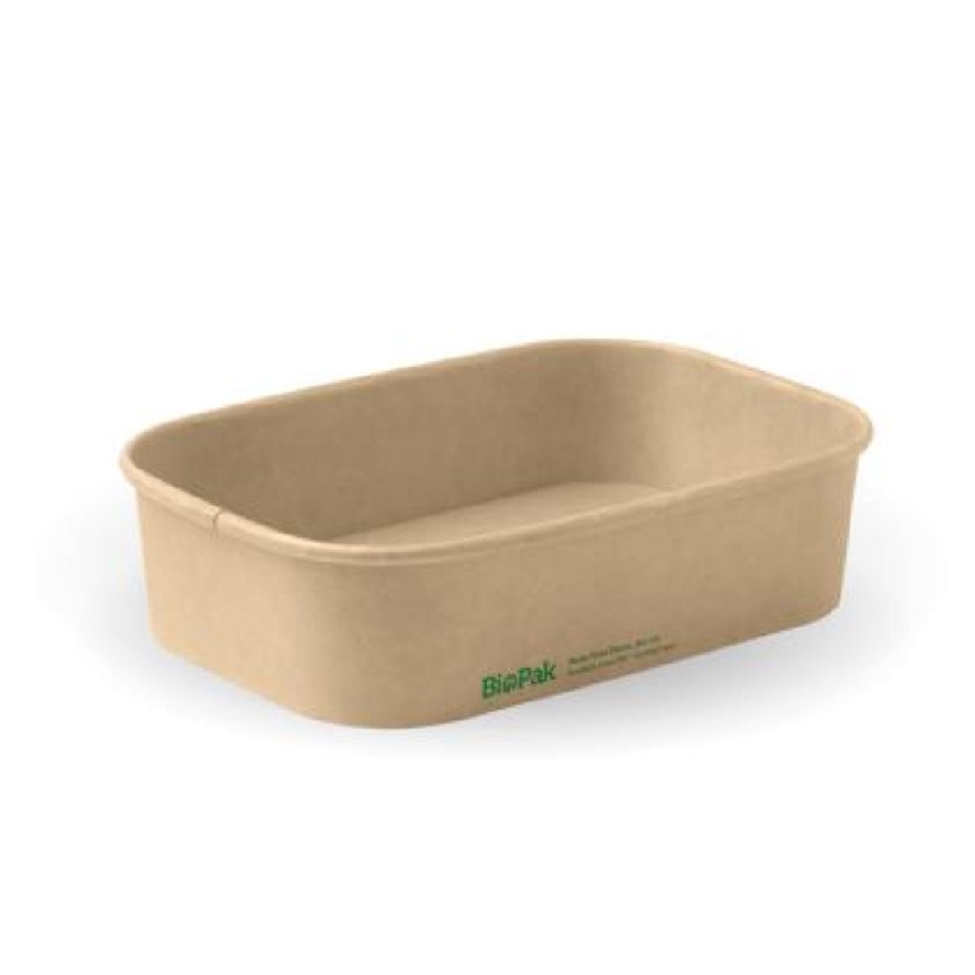 Eco-friendly 500ml rectangular paper containers, 50-pack, waterproof, suitable for hot and greasy takeaway foods.