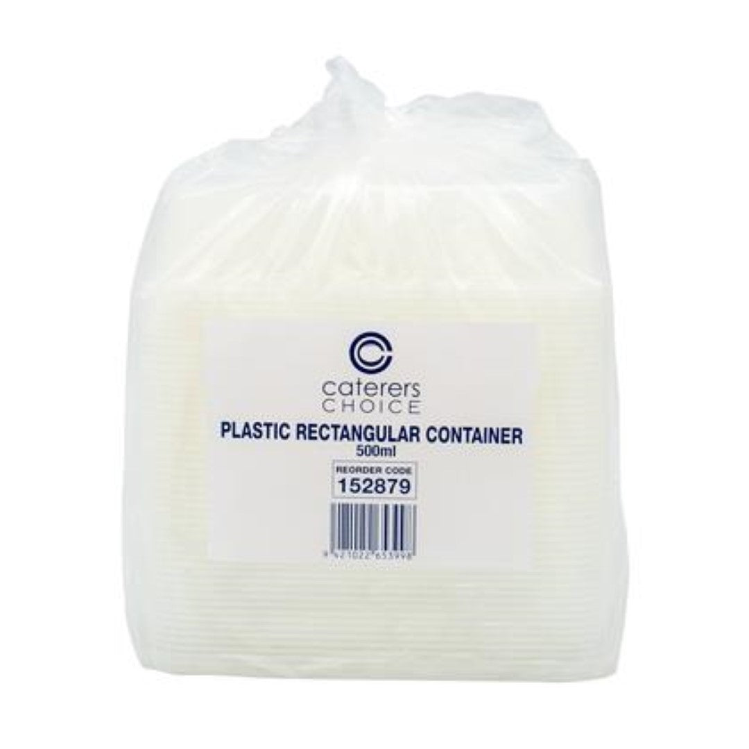 Container Plastic PP Rectangle Microwave/Freezer 500ML - Caterer's Choice (50PC)
