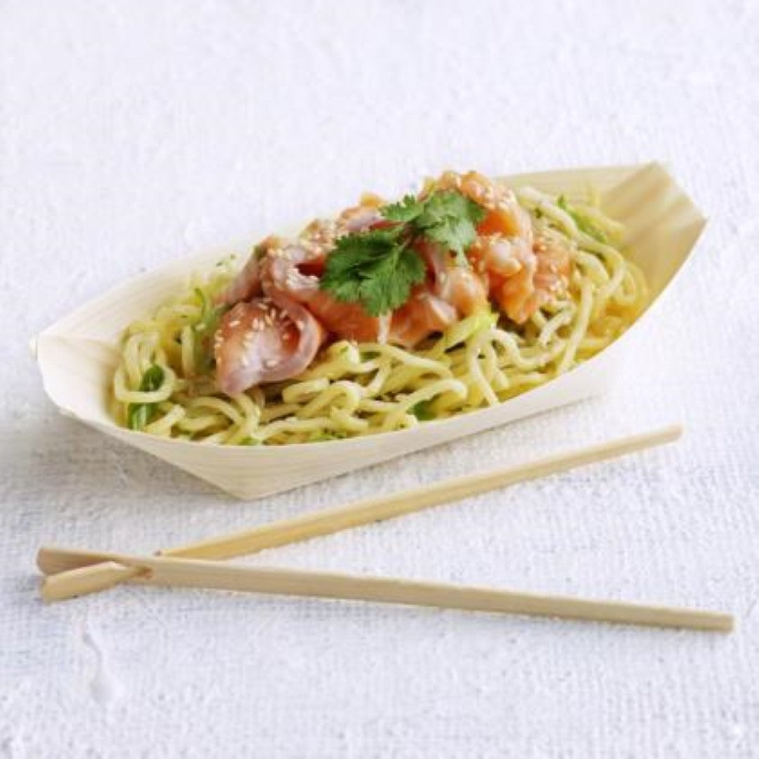 Plate Wooden Boat Tiny 11cm - Green Bean (100PC)