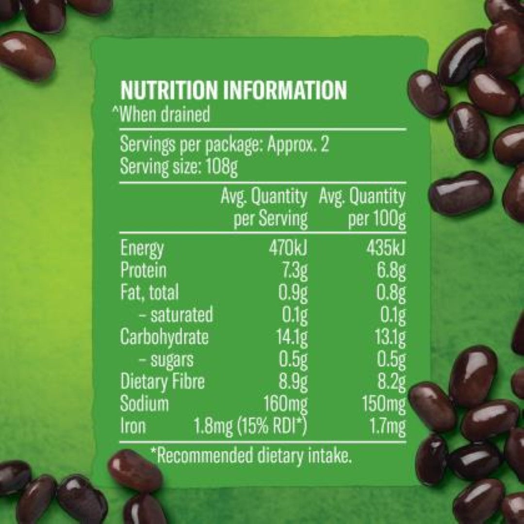 Black beans in springwater from Wattie's, nutrient-rich and versatile for salads, stews, and soups.