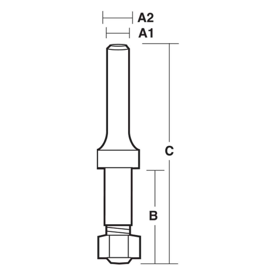 CARBITOOL Arbor (1/4" x 60mm) designed for precision woodworking, compatible with various router and trimming bits.