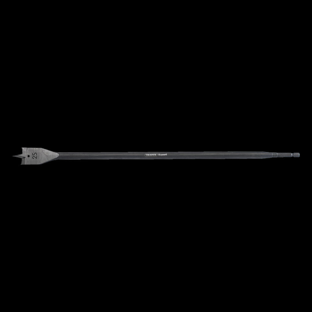 DRAPER Extra Long Flat Bit (405 x 25mm) designed for precise, deep drilling in wood with enhanced waste removal.
