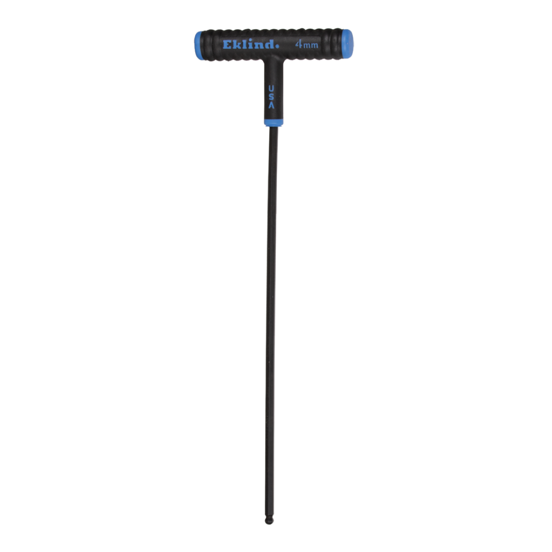 EKLIND Ball End T-Key, 225mm x 4mm, with ergonomic grip and corrosion-resistant finish for efficient fastening in tight spaces.
