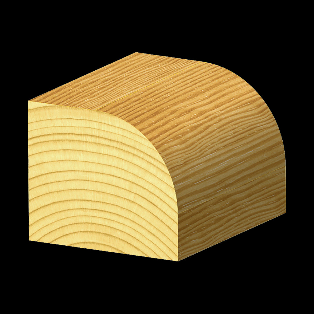 Carbide-tipped rounding over bit with ball bearing guide for precise, decorative edges on woodworking projects.