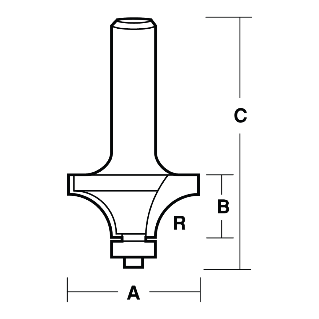 ECONOCUT Rounding Over Bit with Ball Bearing Guide - 2 Flute - Carbide Tipped (31.8mm x R9.5mm)