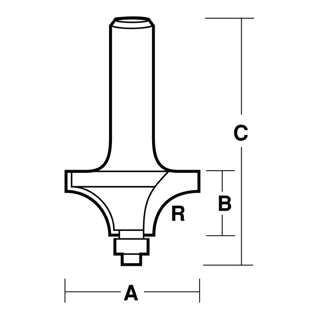 ECONOCUT Beading Bit with Ball Bearing Guide - 2 Flute - Carbide Tipped (25.4mm x R6.35mm)