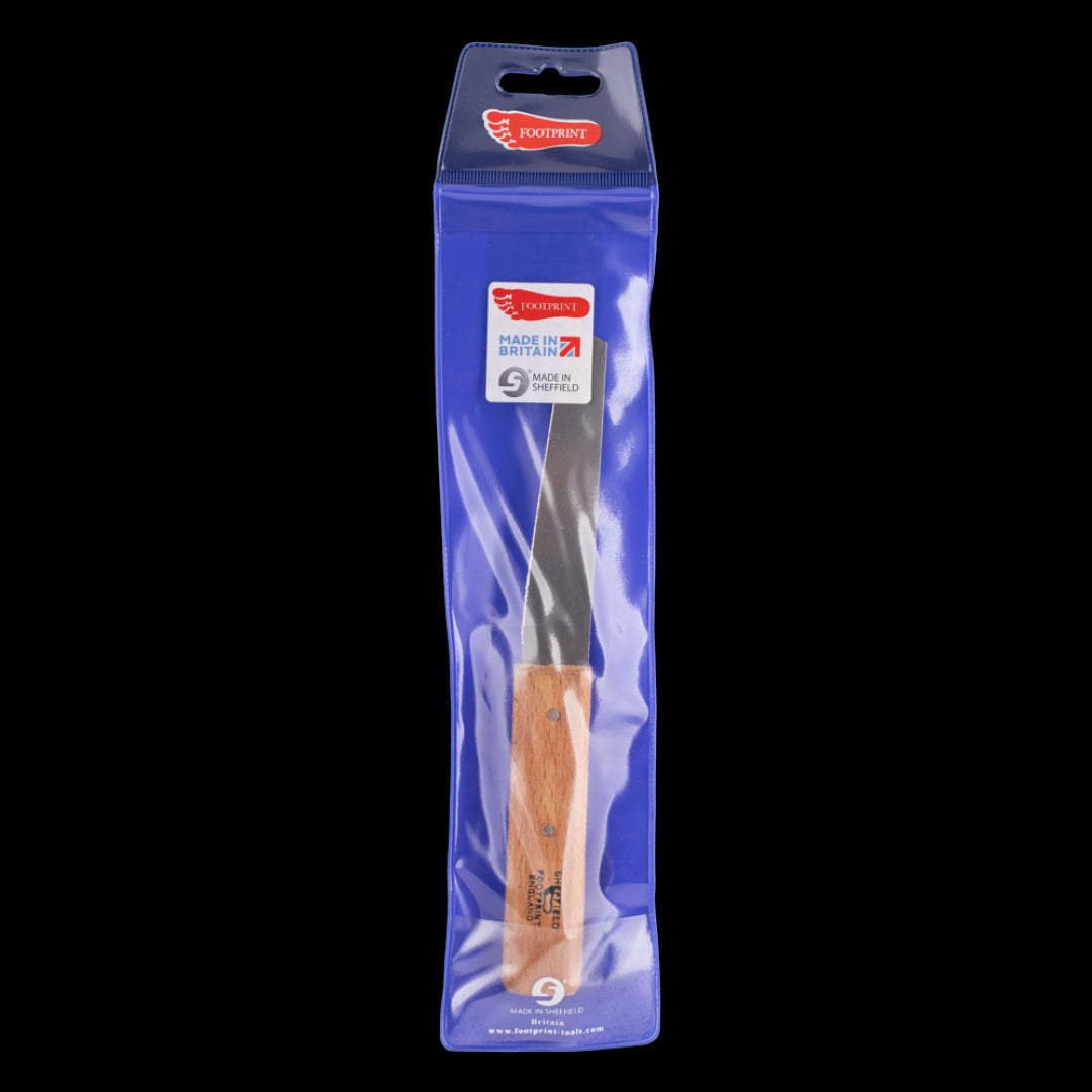 FOOTPRINT Shoe Knife features a hardwood handle and 4.5-inch steel blade, ideal for precision cutting of various materials.
