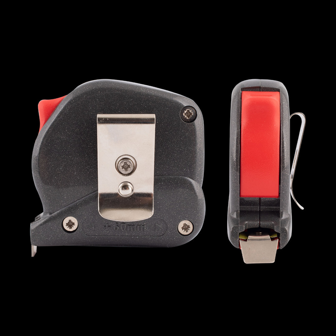 FISCO Tri Lok Measuring Tape features a 3m carbon steel blade with bold markings, non-slip grip, and durable design for precision measurements.