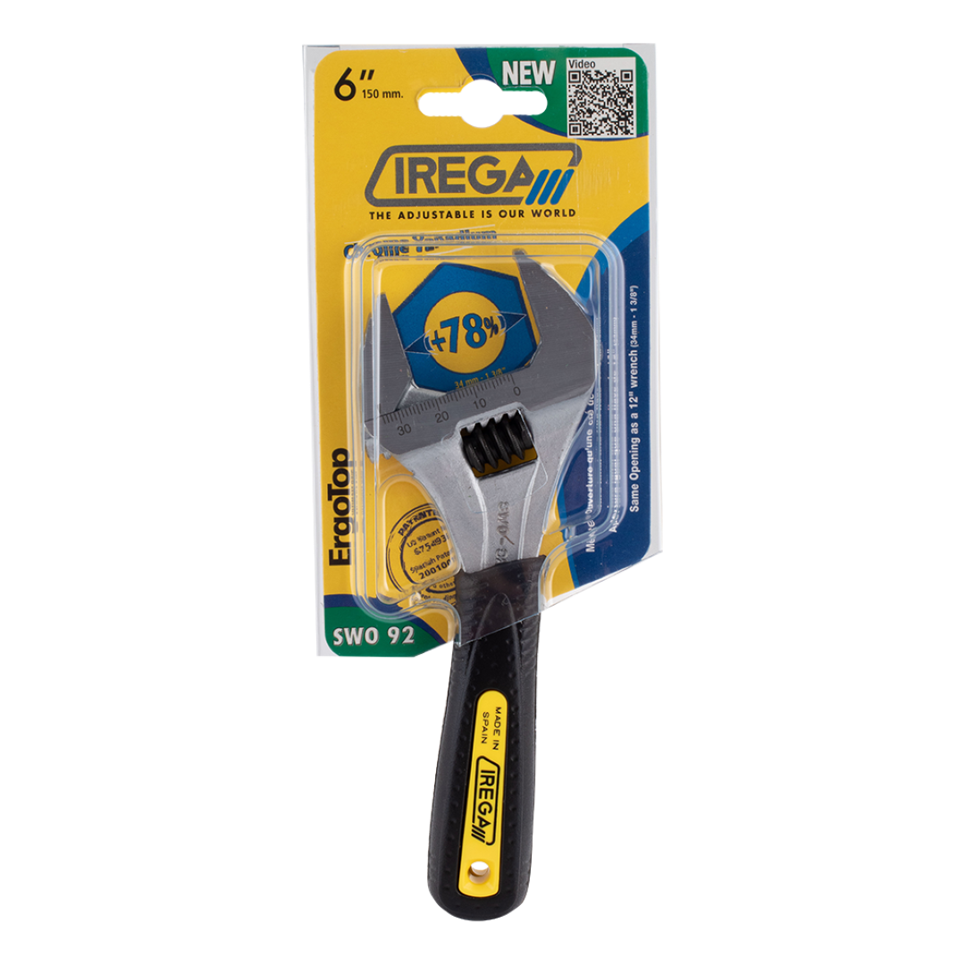 IREGA Super Wide Opening Adjustable Wrench with ErgoTop Grip (150mm x 34mm CAP)