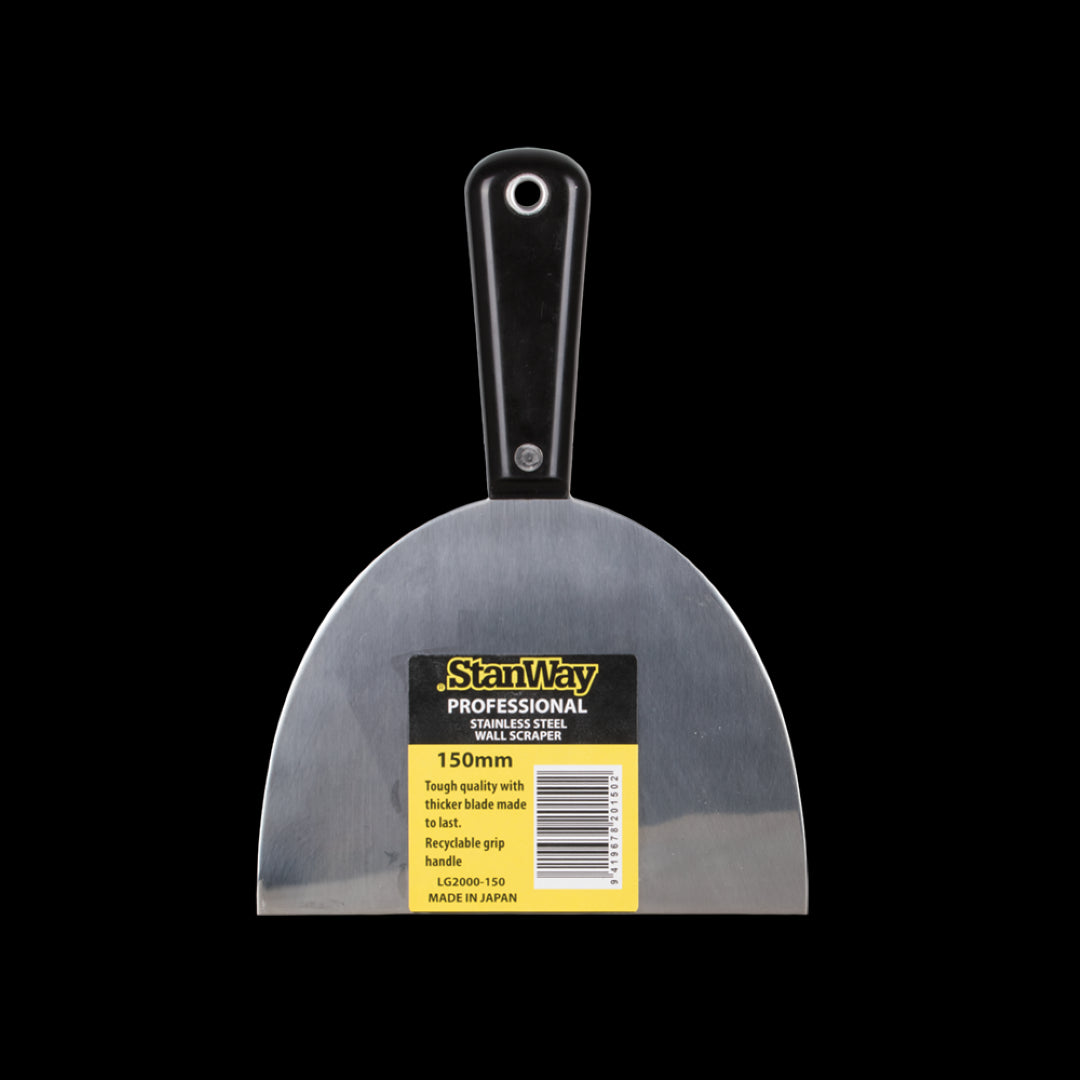 STANWAY 150mm Wall Scraper with a flexible stainless steel blade for smoothing, stripping wallpaper, and paint removal.
