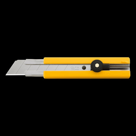 OLFA 25mm snap-off blade knife featuring a durable design and anti-slip grip for precision cutting in tough materials.