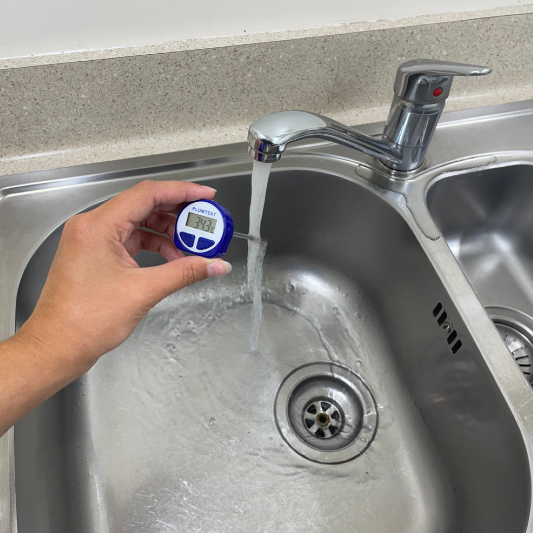 PLUMTEST Digital Thermometer with stainless steel probe, auto-off function, and easy Celsius/Fahrenheit toggle for precise temperature readings.