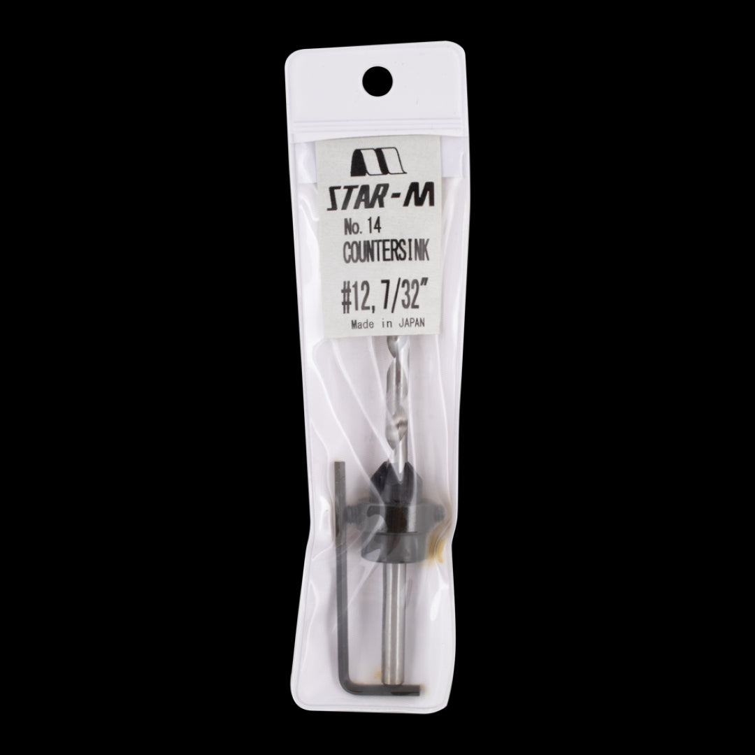 STAR-M 7/32" Adjustable Countersink/Bore for precise wood preparation and flush screw placement, made of durable high carbon steel.