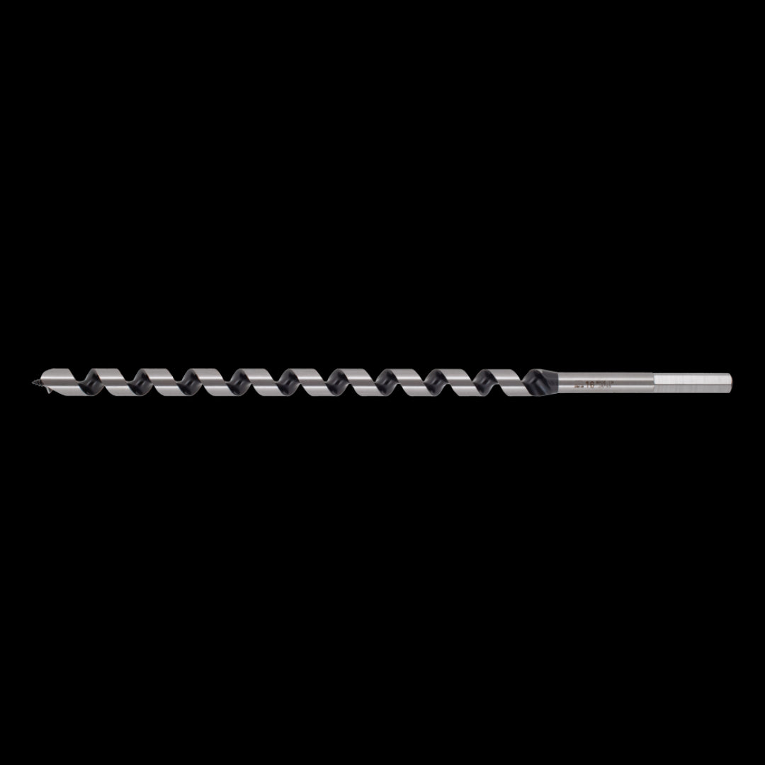 STAR-M Long Power Auger Bit (16mm x 400mm) for precise wood hole boring, featuring a burr-free lead screw and high carbon steel construction.