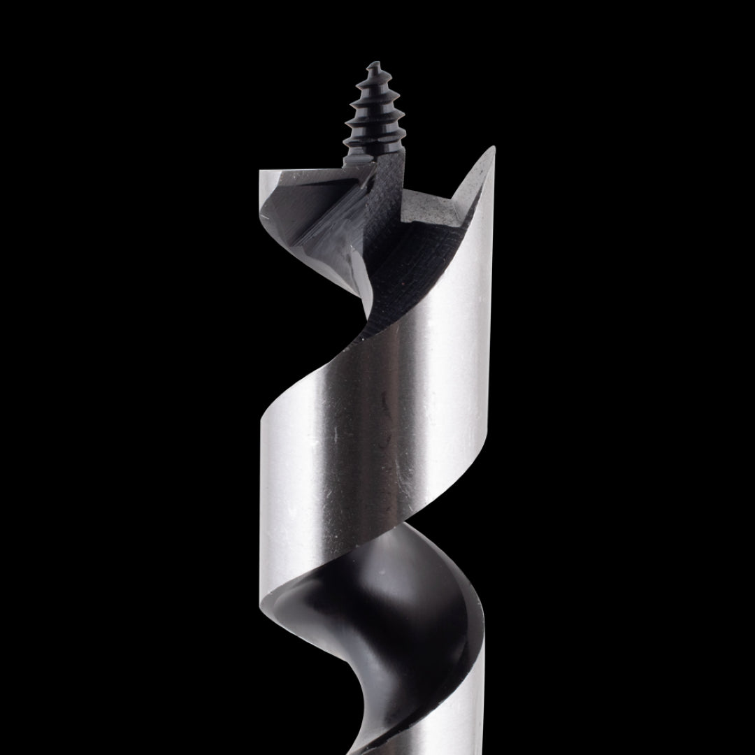 STAR-M Long Power Auger Bit (16mm x 500mm) made from high carbon steel, designed for precision wood boring with a burr-free lead screw.