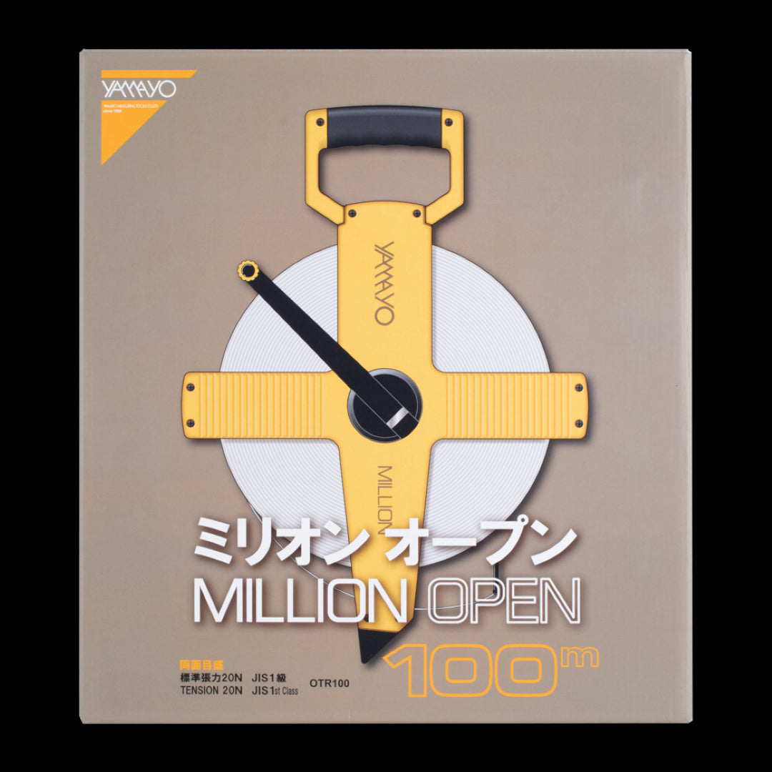 YAMAYO 100m PVC Coated Fibreglass Measuring Tape with durable design, accurate gradations, and non-conductive properties for safety.