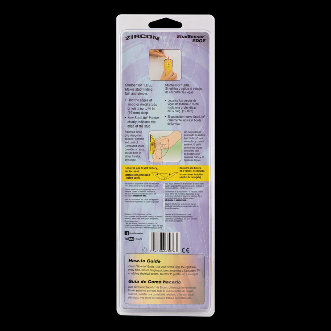 ZIRCON StudSensor™ EDGE stud finder with ergonomic design, SpotLite® pointing system, and accurate stud detection features.
