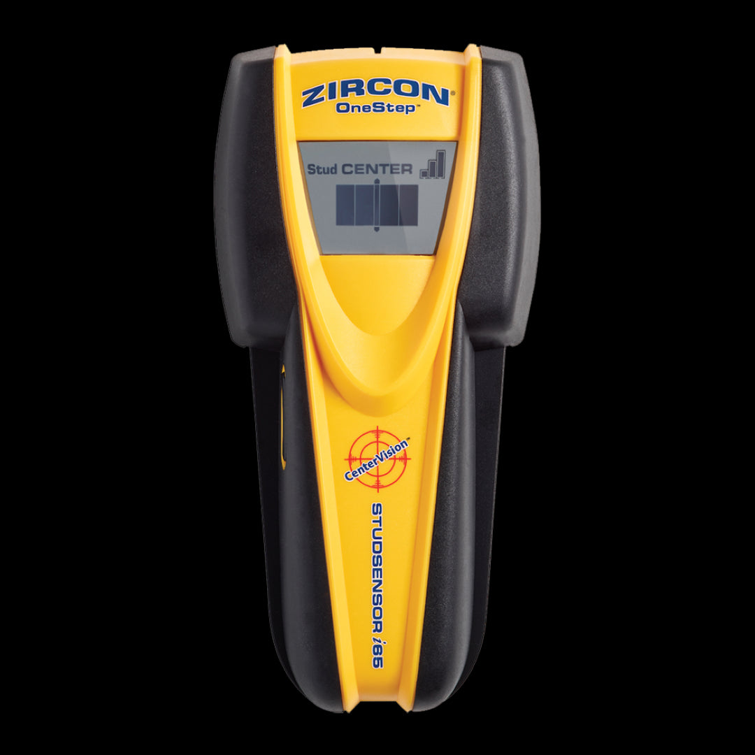 ZIRCON StudSensor i65 OneStep stud finder with LCD display for accurate stud and live wire detection, ideal for DIY and renovations.