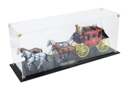 Wooden Ship - DisplayCase: w/WdnBse+brass