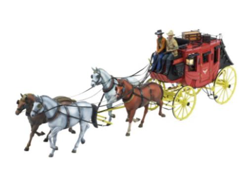 Wooden Ship - 2 horses: 1/12 Stage Coach