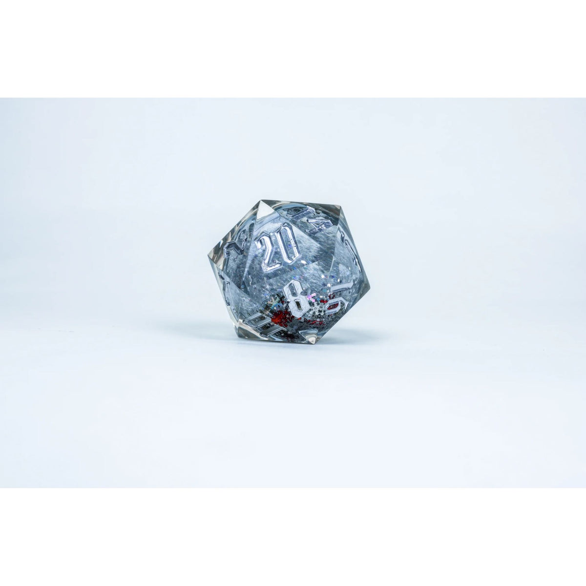 Sirius Dice - Silver Ink; Silver Glitter; Red and Green Snowflakes D20 Snow
