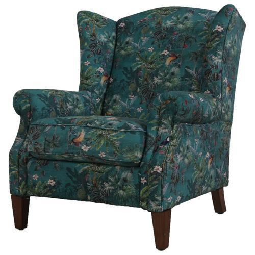 Paradisio Green Printed Fabric Wingback Armchair